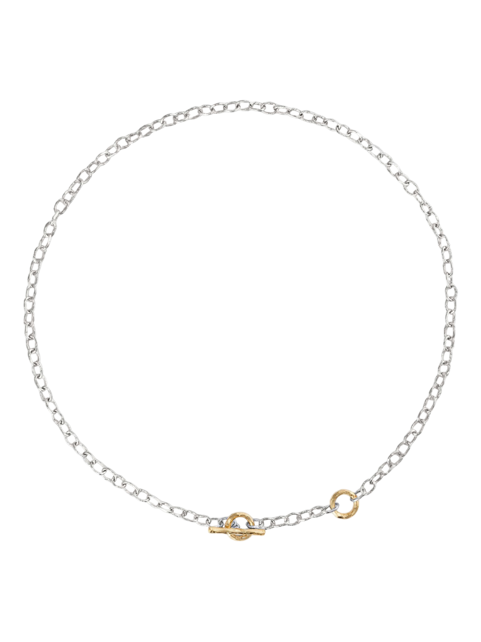 T - chain mini - necklace in silver and 18k yellow gold, 39-42 cm.